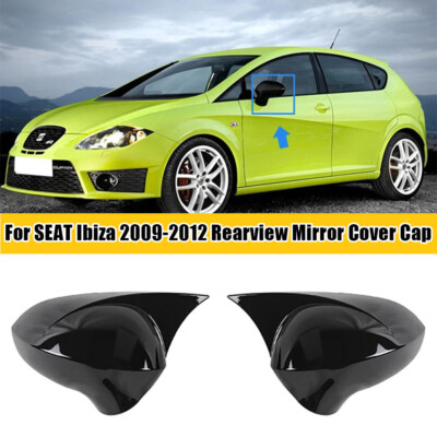 For SEAT Leon MK2 FR Cupra Ibiza MK4 2009-2012 2X Gloss Black Mirror Cover Trim