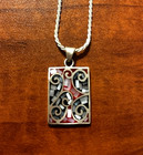 Mother-of-Pearl Mosaic Pendant in Sterling Silver with Diamond-Cut 925 Chain 19”