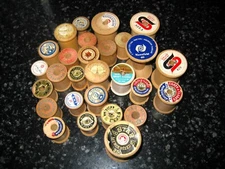 LOT 28 Vintage Wooden Sewing Thread Spools 1-2" Empty USA