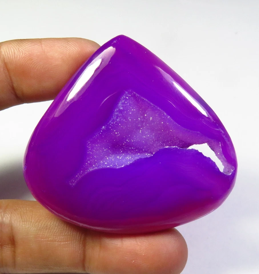 Geoda de ágata druzy ónix natural ónix 50x47 mm corazón ventana púrpura OD-1234 Foto 4 de 4