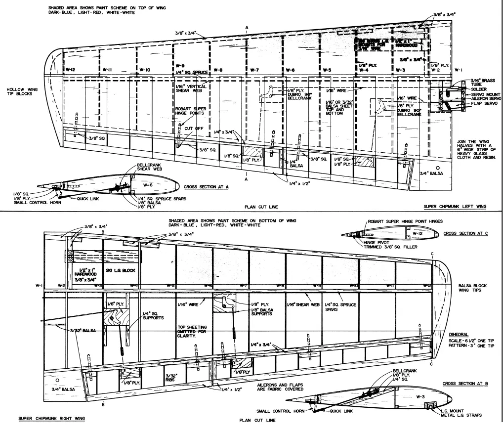 1/5+ Scale Air Camper 85 inch Giant Scale RC Model AIrplane Printed Plans