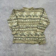 Vintage abstract knitted jumper Flower Patterned knit sweater Women's M 12-14 