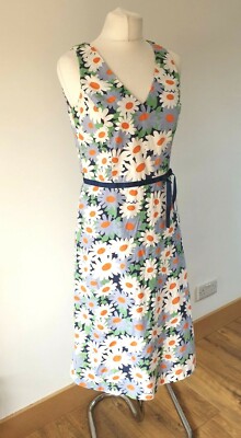 Boden Sommerkleid Gänseblümchen blau Blumen 12 L ärmellos 100% Baumwolle