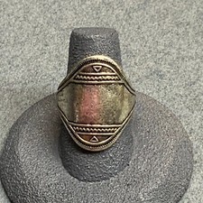 Native American Style Ring Size 7 Silver Wide Band Tribal Exotic BoHo Vintage