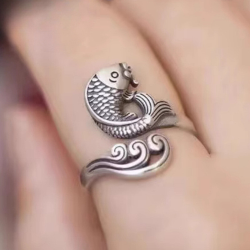 Fortune Transfer Retro Used Women's Ring Adjustable Classical S925 Silver