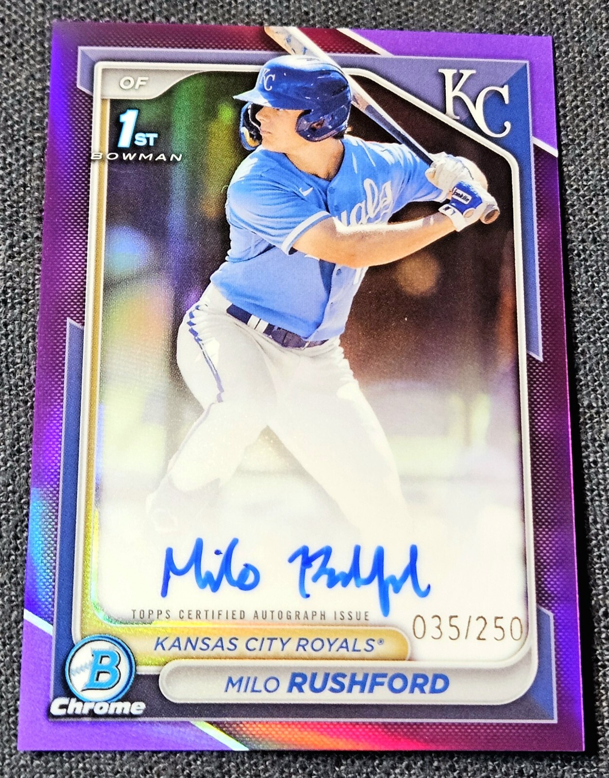 2024 Bowman Chrome 1st Purple /250 Auto Milo Rushford Refractor #CPA