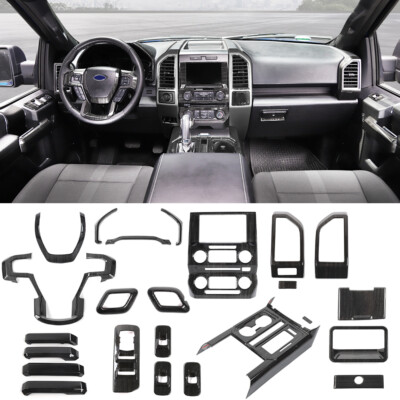Black Wood Center Console Full Kit Shifter Cover Trims for Ford F150 15-20 26Pcs