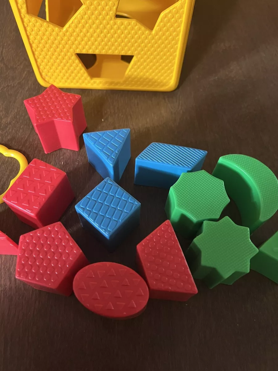 Vintage 1981 Playskool Shape Sorter Yellow Cube 13 Shapes