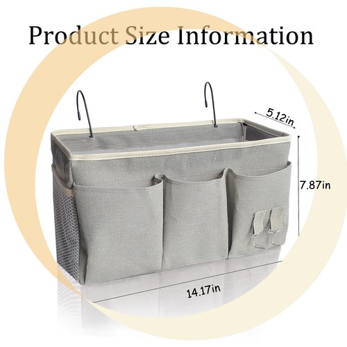 Bedside Caddy Hanging Storage Basket Organizer Bag for Bunk Bed Hospital RV - Picture 5 of 6