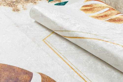 Modern practical washing RUG "ANDRE" anti-slip Leaves WHITE GOLD easy to clean - Picture 6 of 6