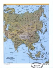 18" x 24" 2003 Physical Map Of Asia & Countries Within