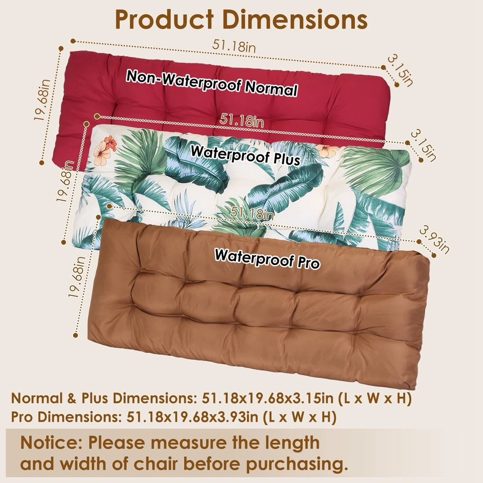 Bench Seat Cushion Non Slip Long Chair Cushion Soft Swing Cushion For Garden Mat - Image 2 of 4