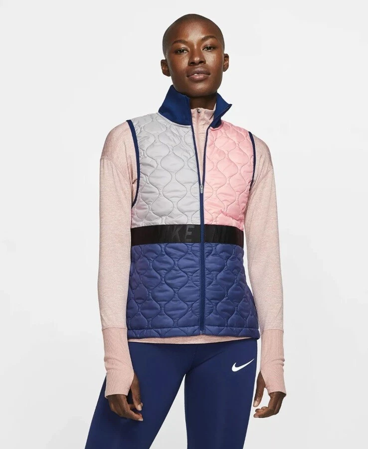 Nike Aerolayer Performance Running Vest Womens Large Quilted Thermacore Full Zip Foto 2 de 4