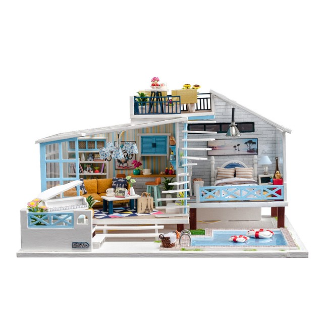 wooden miniature dollhouse