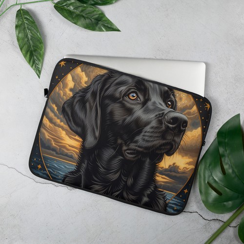 Black Dog Labrador Retriever Laptop Sleeve Cover Case - Picture 3 of 3