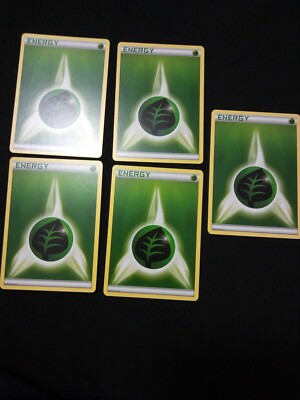 5x Grass Pokemon Basic Energy Cards TCG (New) (2013 Style)