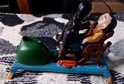 Vintage Metal Cast Iron Dentist Chair/Pulling Teeth Mechanical Bank