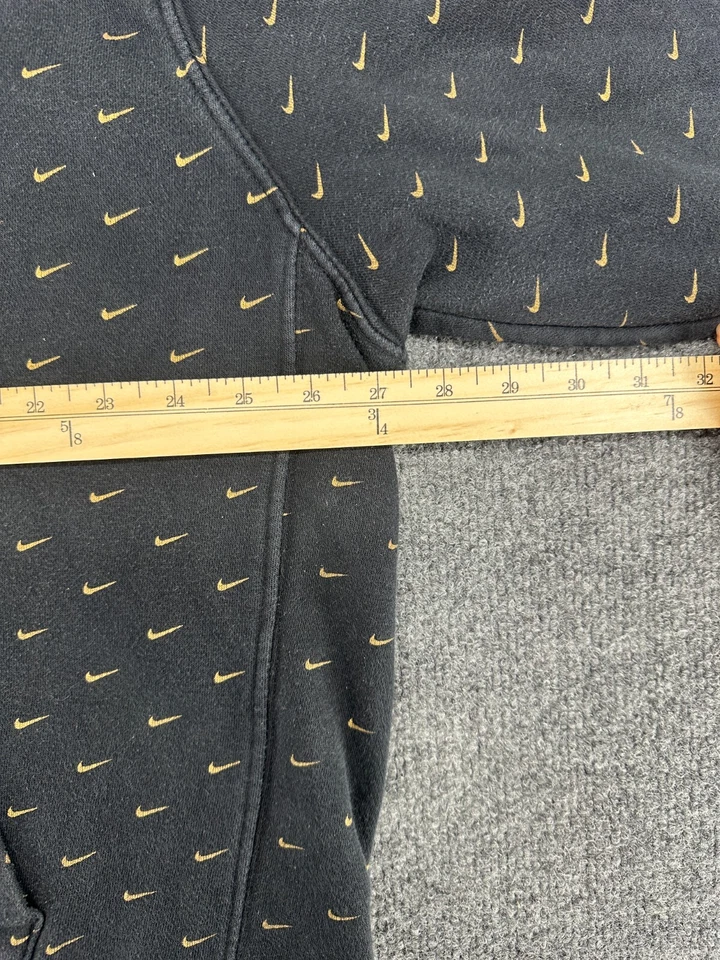 Nike Swoosh Logo All Over Men Pullover Hoodie Black and Gold Size XL - Image 4 of 4