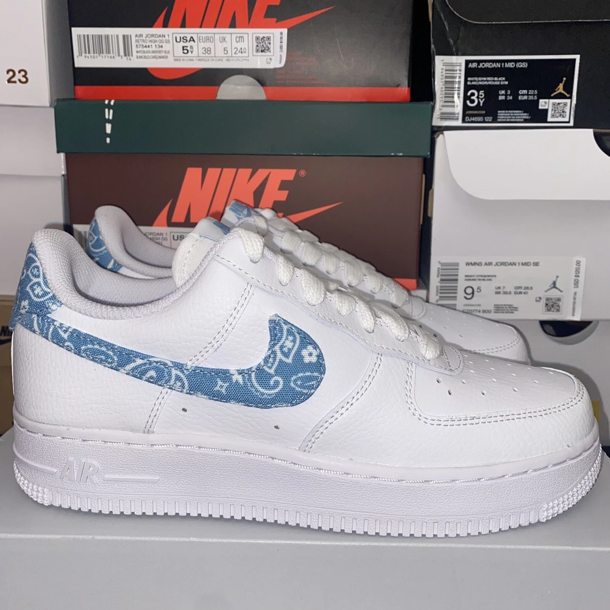 Nike air force 1 blue bandana sale