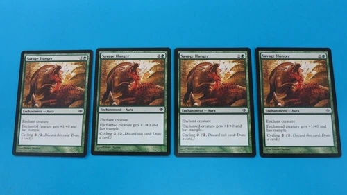 4x SAVAGE HUNGER  AURA  SHARDS OF ALARA MAGIC THE GATHERING MTG   NM / UNPLAYED