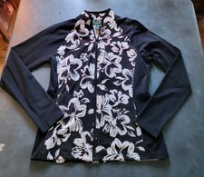 LRL Ralph Lauren Active Jacket Womens S Black Full Zip Floral Hibiscus