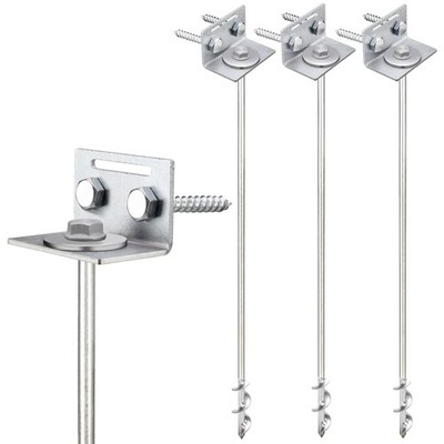 ''Ground Anchors Screw In 24'''' Set of 4 Shed Swing Set Tie Down Kit with Drill''