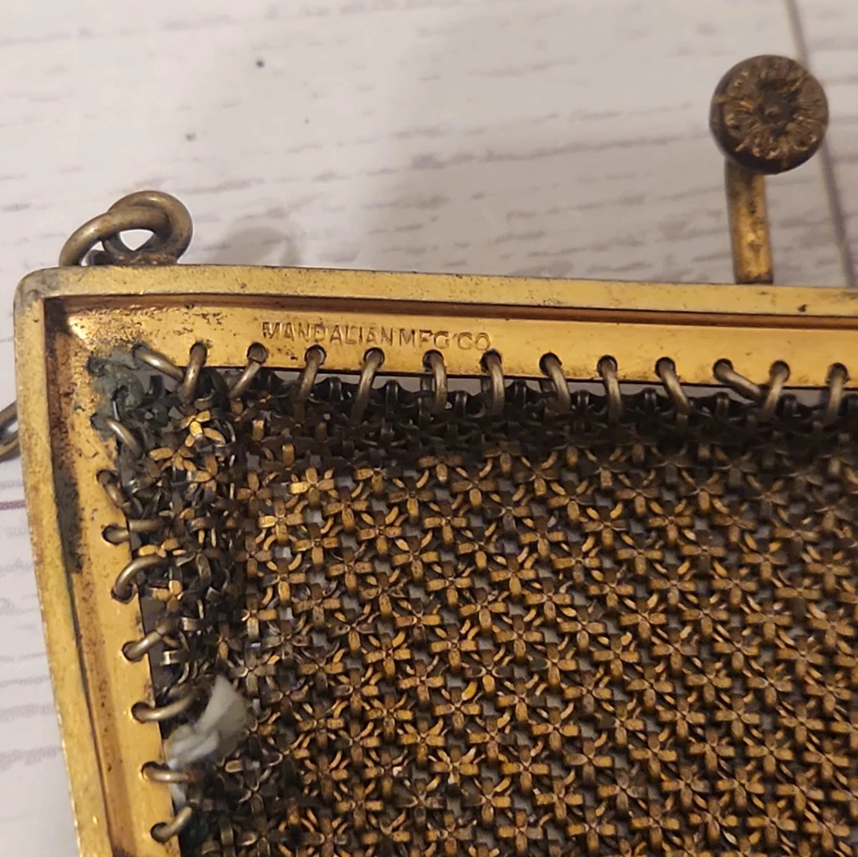 ANTIGUO MONEDERO MANDALIANO ART DECO MALLA ESMALTADA ALETA AÑOS 20’s Foto 4 de 4