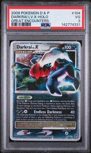 2008 POKEMON DIAMOND & PEARL GREAT ENCOUNTERS #104 DARKRAI LV.X-HOLO PSA 3