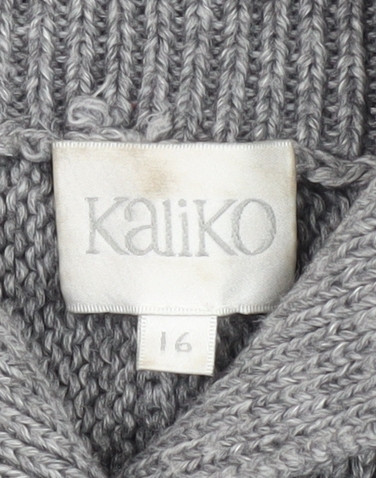 Kaliko Women's Grey Cardigan Size 16 Button Knit - 第 3/12 張圖片