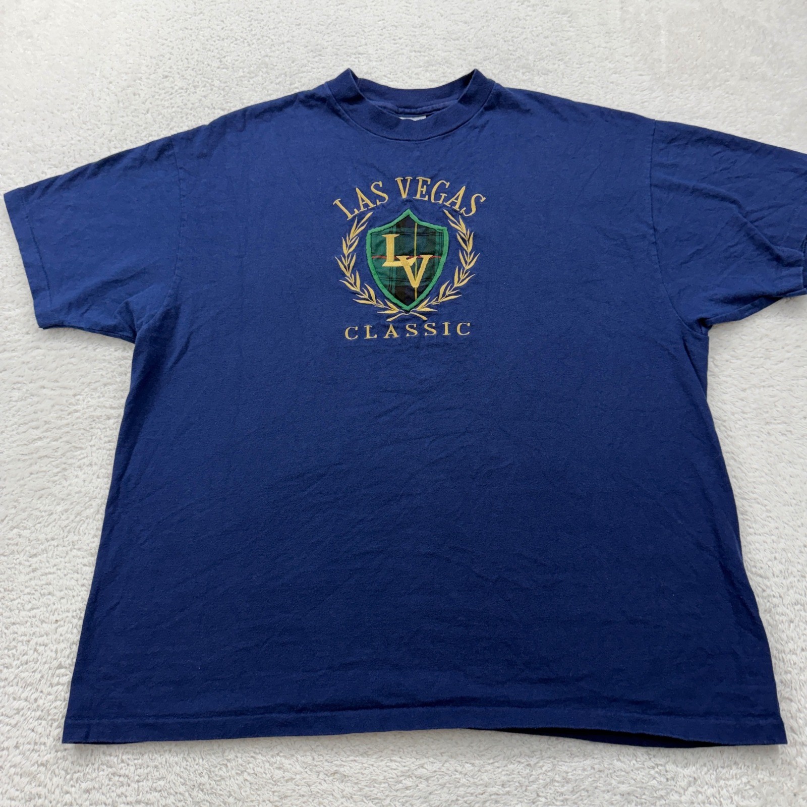 Vintage Las Vegas Classic T Shirt Mens XL Hanes Beefy Blue Graphic Tee