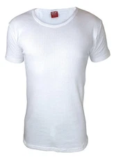 Heat Holders - Men's Grey White Cotton Thermal Underwear Short Sleeve Vest Top