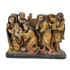 Vtg Nativity Scene Statue Adoration of the Magi 13" Selfstanding Religious Resin