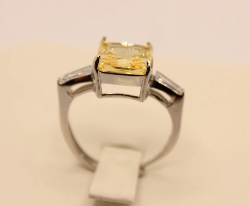 ANELLO IN ARGENTO ZIRCONE GIALLO TAGLIO SMERALDO MIS 17 REGOLABILE EXPLOIT - Immagine 4 di 4