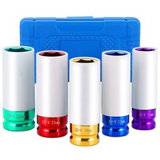12 Drive 5pcs Wheel Lug Nuts Socket Set Wheel Protector Impact Socket I...