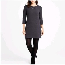 J.Jill Ponte Knit Pocket Shift Dress Women XS Charcoal Gray 3/4 Sleeve Comfort