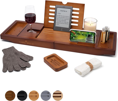 Vassoio Portatutto In Legno D'Ebano: Organizer Multiuso Per Bagno, Cucina, Gioielli E Candele - 6