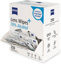 Pre-Moistened Lens Cleaning Wipes with 70 Alcohol, 250 Count