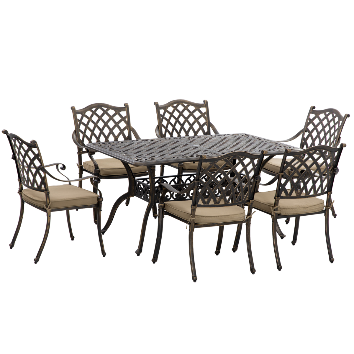 Outsunny Garden Furniture Set Aluminium, Polyester Bronze Outdoor - Image 2