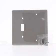 Hubbell NP113GY Gray 2-Gang Toggle Blank Nylon Standard Wallplate Cover Box Mnt