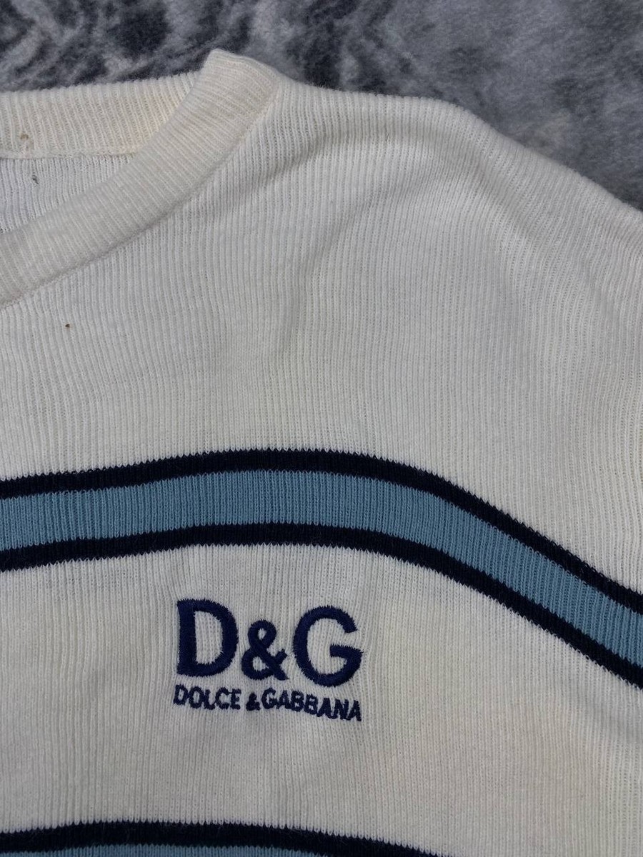 Vintage Dolce Gabbana Big Logo Knit Sweater Striped Men Size XL