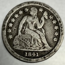 1841 Seated Liberty Dime 10c Fine Condition - 4040