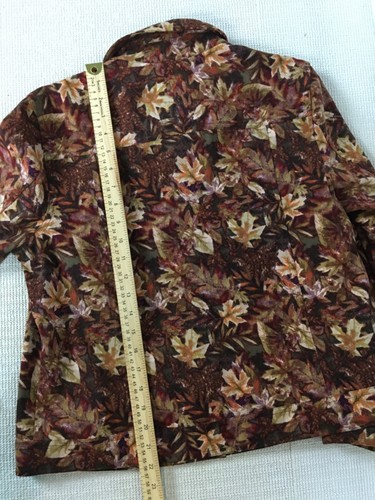 Christopher n Banks Jacket Women Size PL Brown Tan Leaf Pattern Pockets Button - Picture 10 of 12