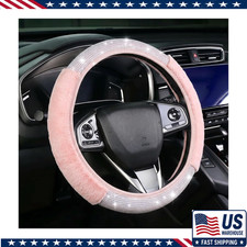 Bling Steering Wheel Cover Pink Fluffy Rhinestone Women Girls White Color Pink Bling Steering Wheel Cover Pink Fluffy Rhinestone Women Girls White Color Pink