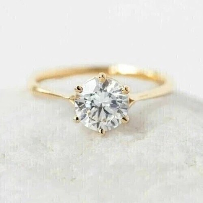 2.55Ct Round Lab-Created Diamond Women Engagement Wedding 14K Yellow Gold Plated