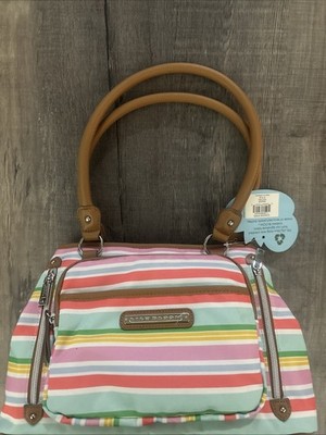 Lily Bloom Maggie Satchel Sunshine Stripe Print Eco-Friendly Bag NWT
