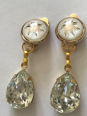 Ohrclips/4320 Swarovski  Kristall 18x13mm Birnenförmiger Schmuckstein/Antikgold