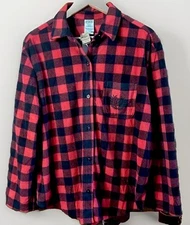 Women’s NWT Victoria's Secret PINK Red/Black Lumberjack Plaid L/S Button Up Med