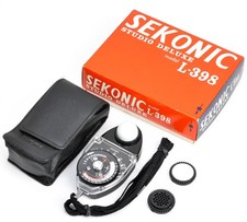 Mint in Box SEKONIC L-398 Studio Deluxe Analog Light Meter w/strap, case JAPAN