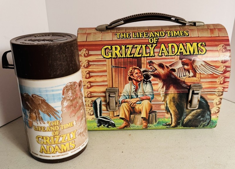 Vintage 1977 Grizzly Adams Metal Dome Lunchbox & Thermos