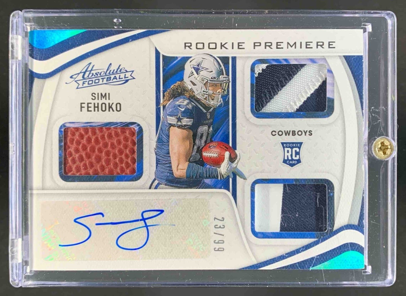 Simi Fehoko 2021 Absolute Rookie Premiere Dual Patch Ball Relic Auto RC /99